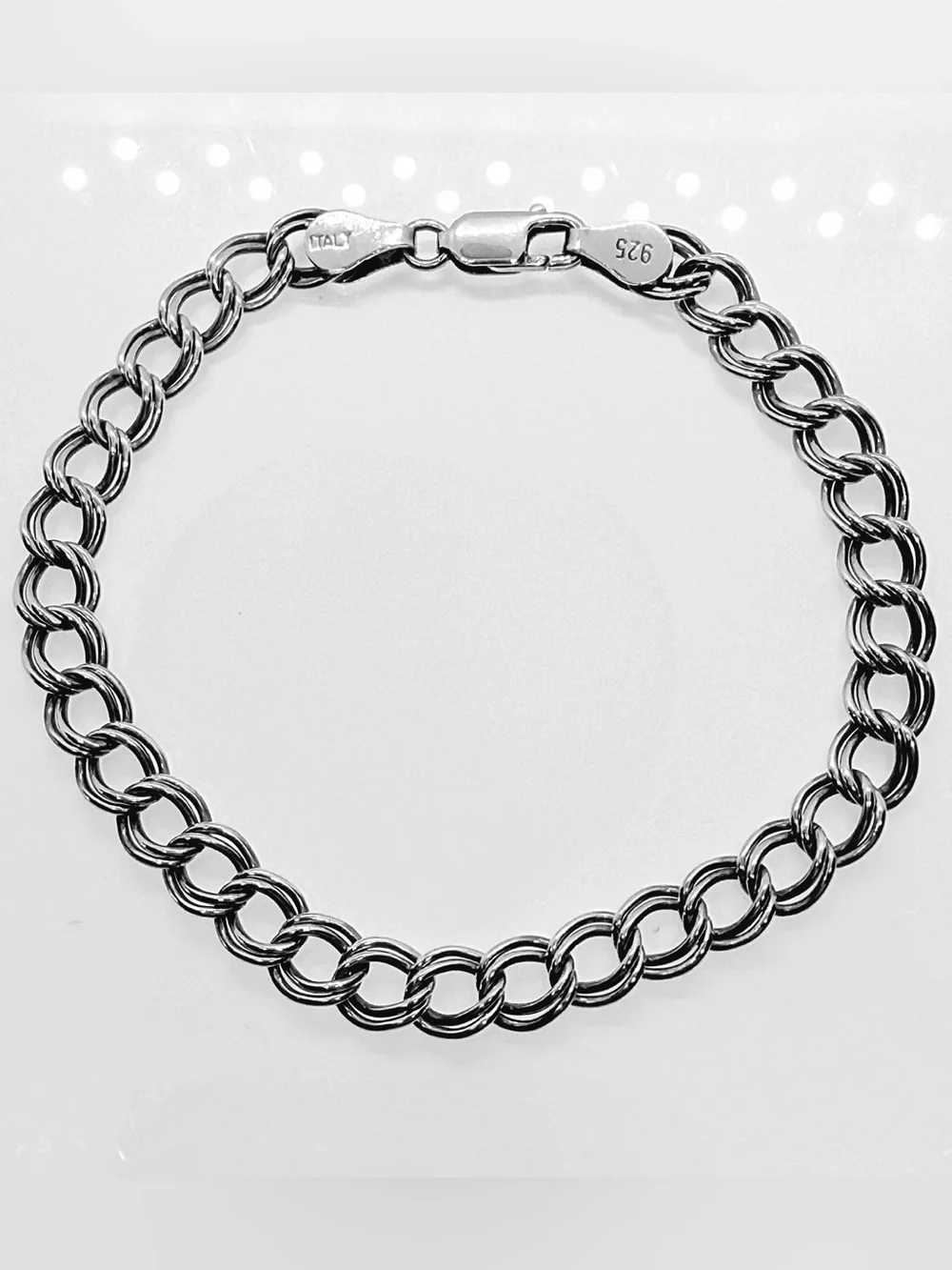 Stylish Italian 925 Sterling Silver Double Curb Link Chain Bracelet!